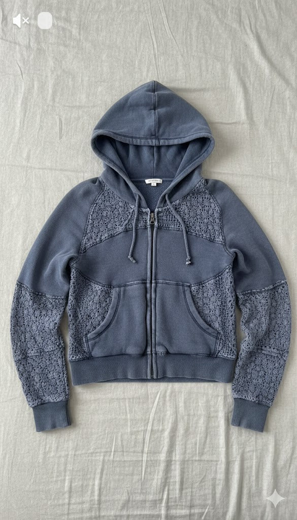 Cerulean Guipure Zip-Up