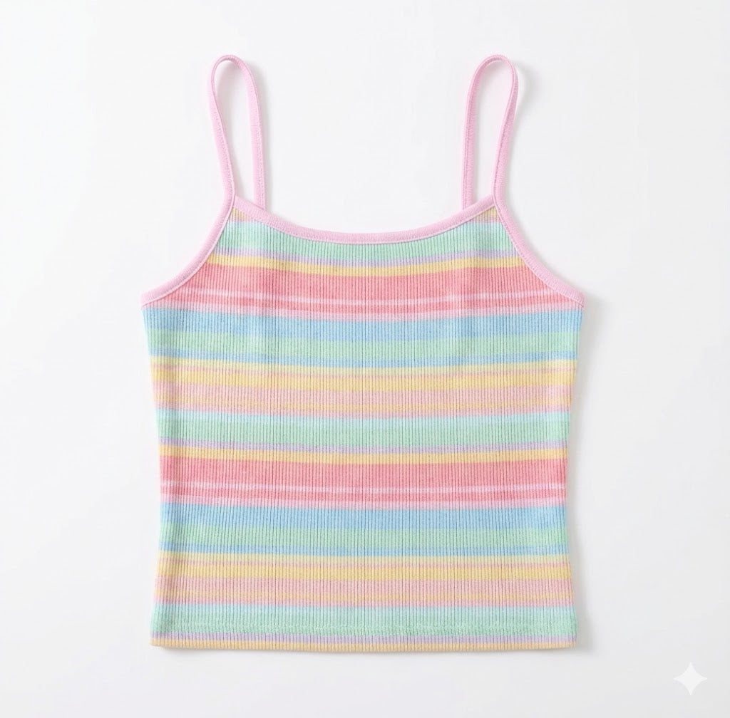 Bound-Edge Rainbow Ribbed Tank