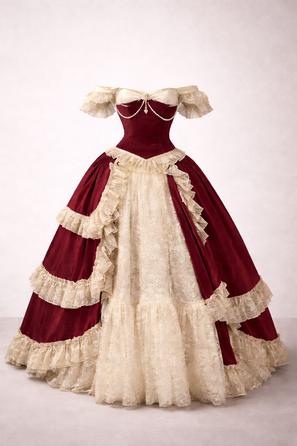 Crimson Heirloom Victorian Gown