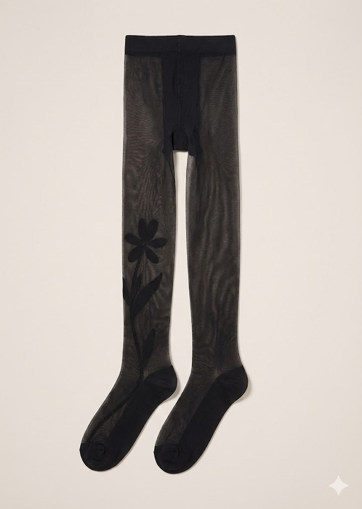 Floral Silhouette Sheer Tights