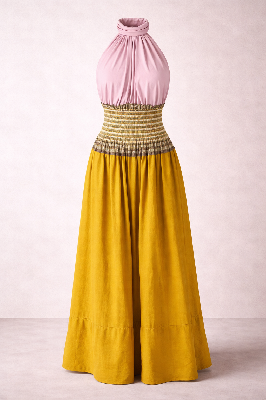 Aurora Smock Halter Maxi Dress