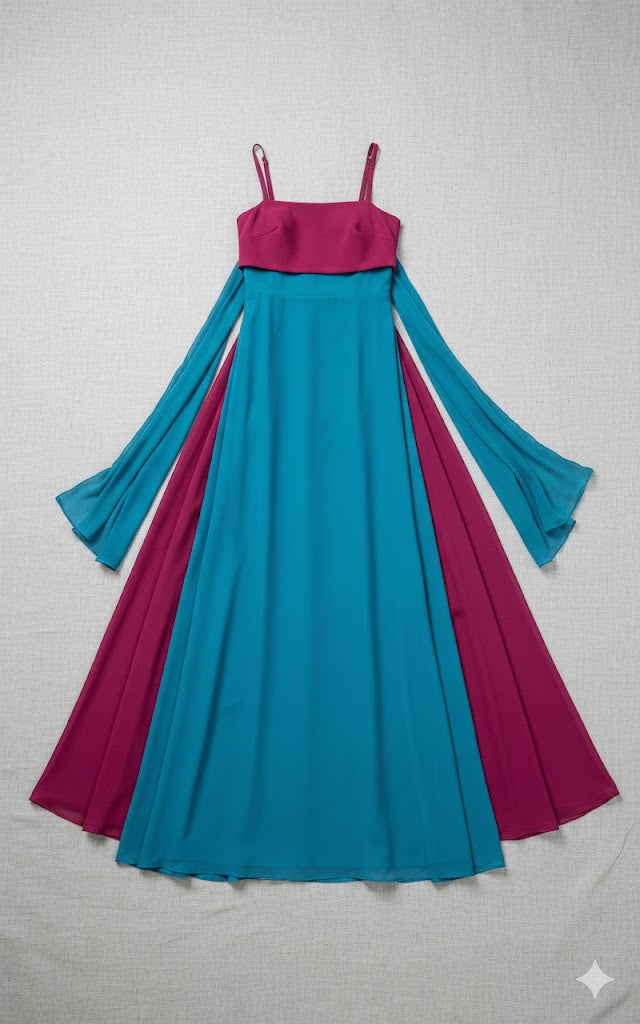 Bicolor Layered Chiffon Gown