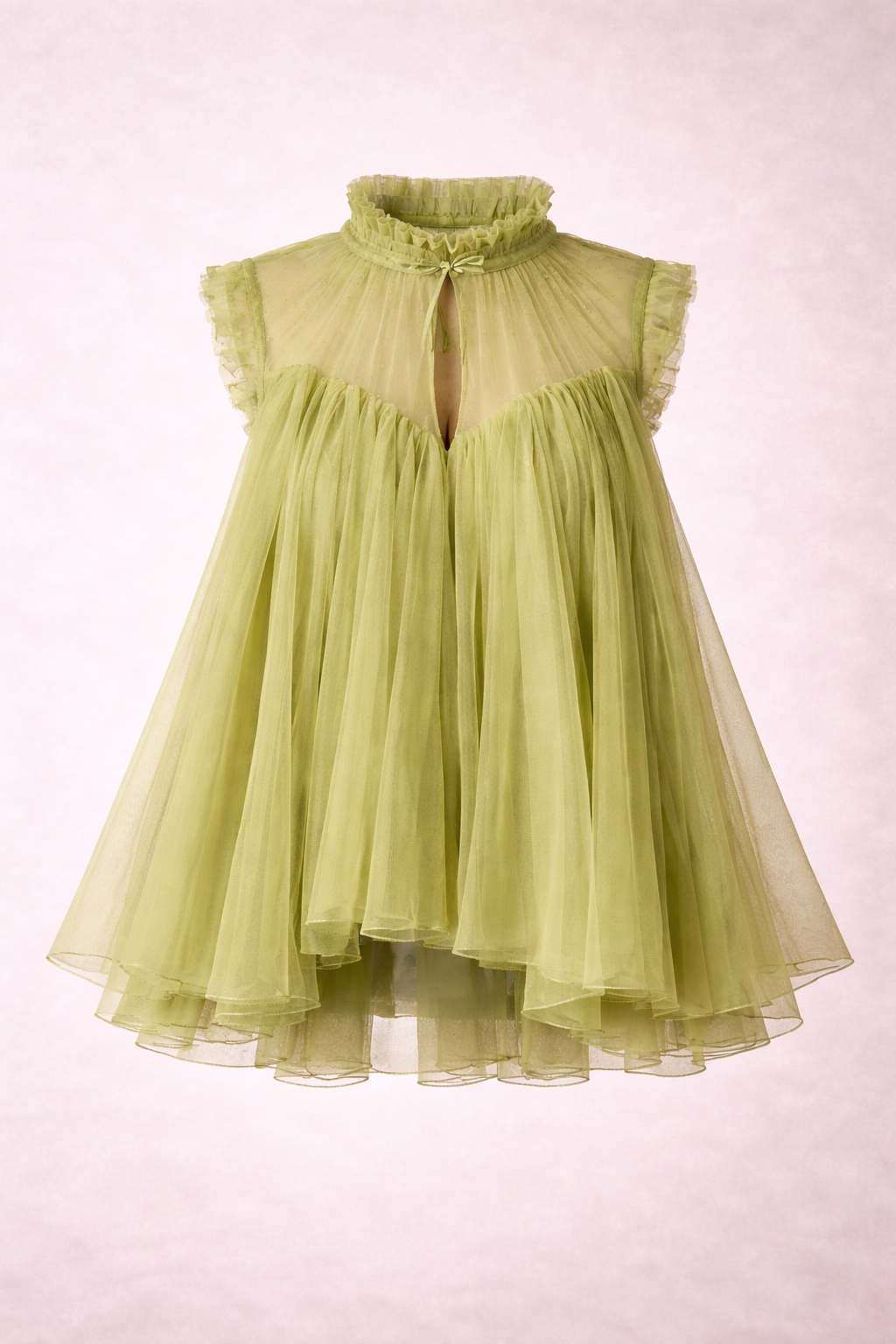 Verdant Whisper Tulle Top
