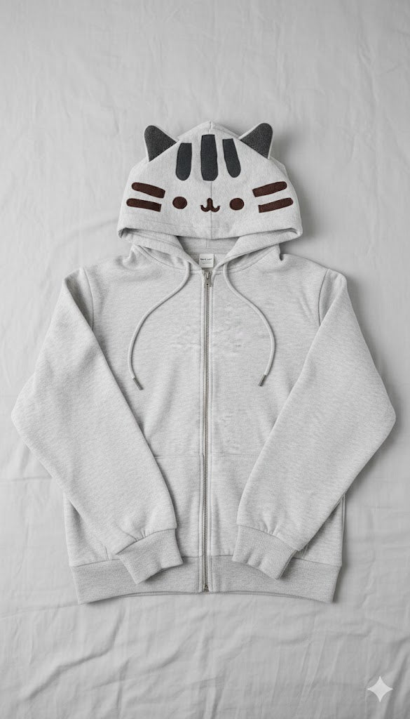 Feline Cozy-Knit Zip Hoodie