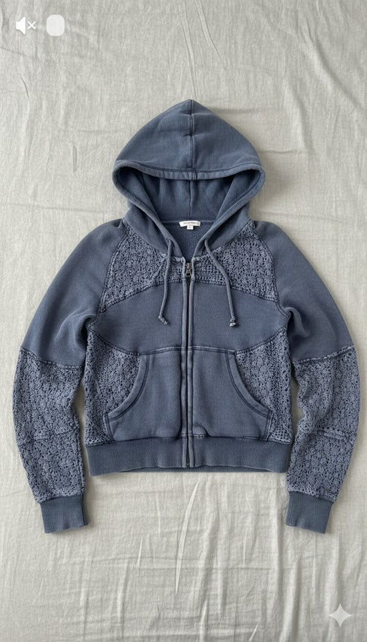 Cerulean Guipure Zip-Up