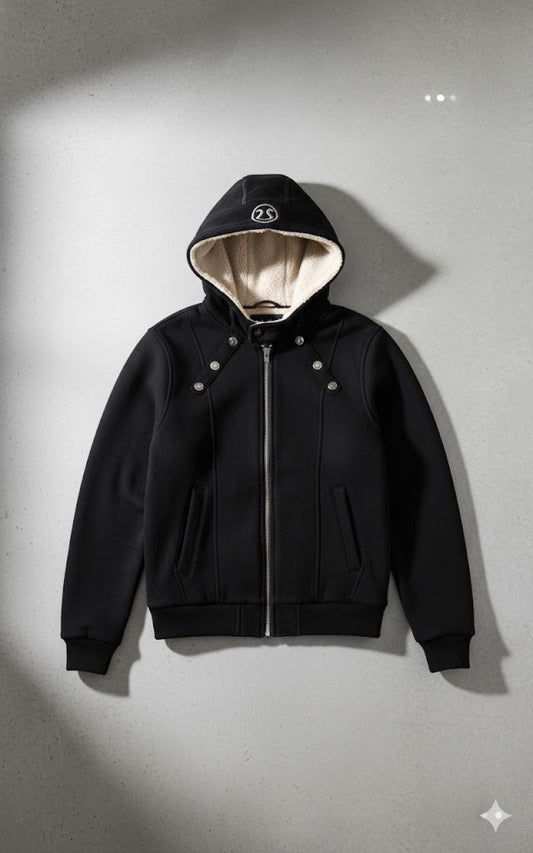 Black Studded Zip-Up