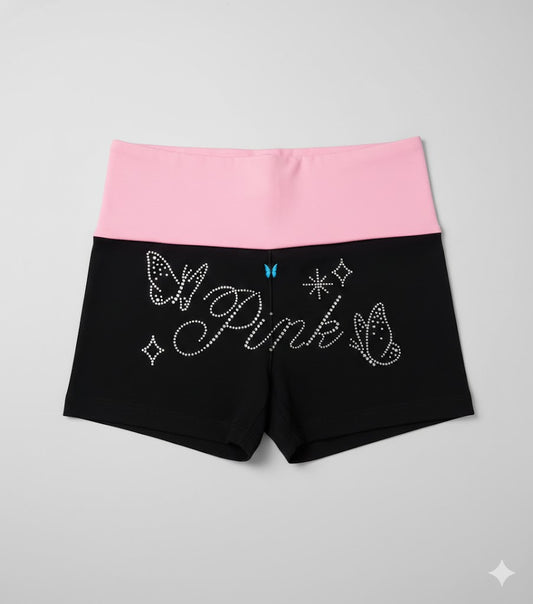 Bling Logo Fold-Over Shorts