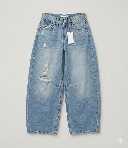 Vintage Wash Wide-Leg Jeans