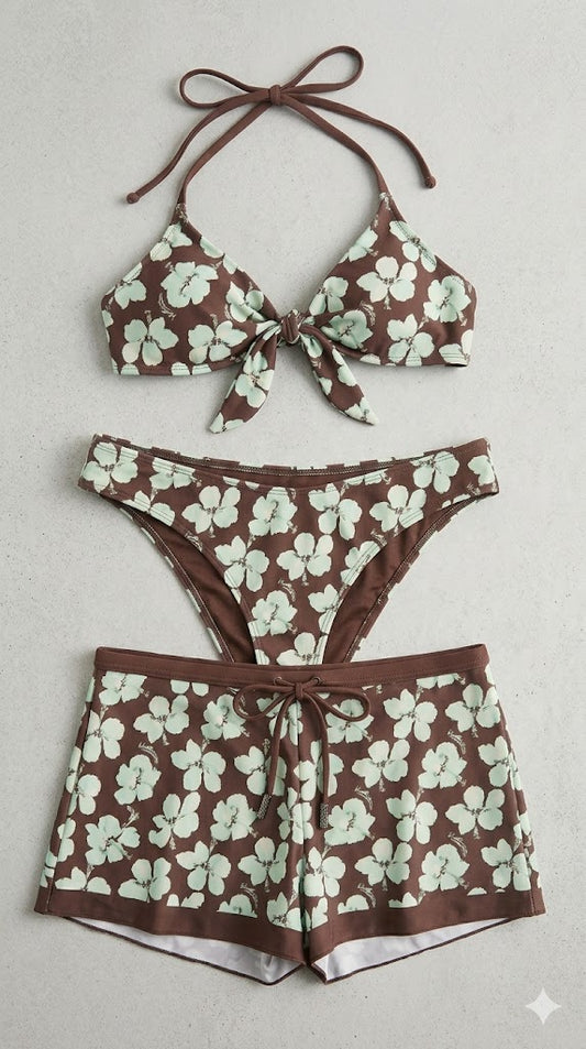 Floral 3-Piece Bikini Set