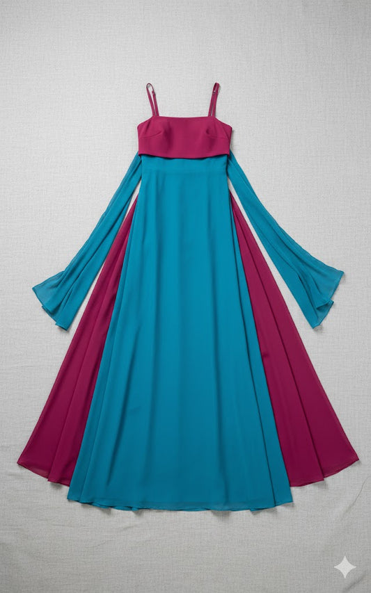 Bicolor Layered Chiffon Gown