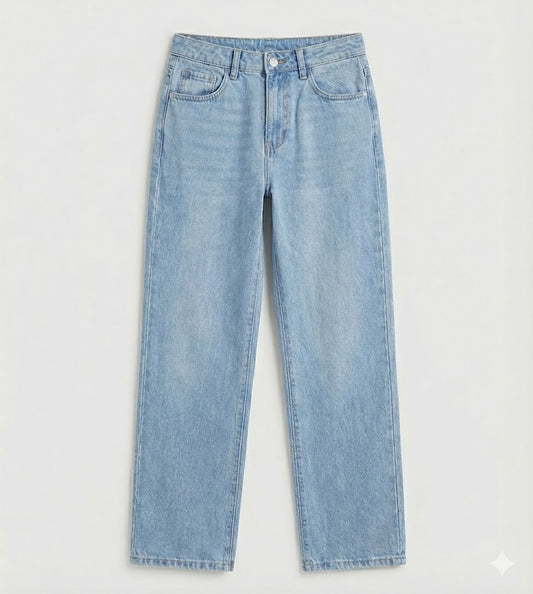 Wing-Embroidered Straight Leg Jeans