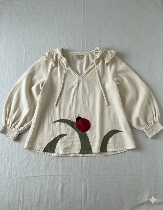 Embroidered Ladybug Blouse